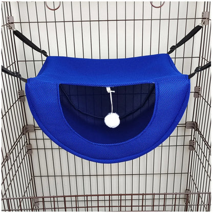 Cat Cage Hammock Bed - Hanging Pet Bed with Interactive Toy for Cats