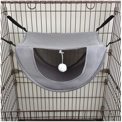 Cat Cage Hammock Bed - Hanging Pet Bed with Interactive Toy for Cats