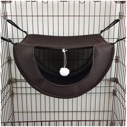 Cat Cage Hammock Bed - Hanging Pet Bed with Interactive Toy for Cats