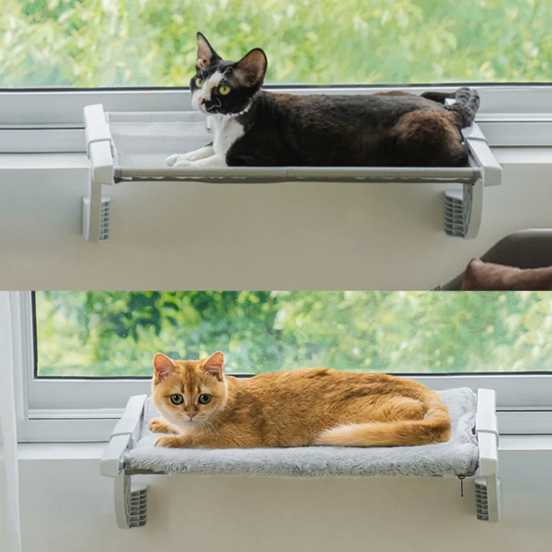 Cat Window Large 55X35Cm Adjustable Cat Window Bed Lying Seat with 2-Sided Cushion Sturdy Holding up to 18Kg