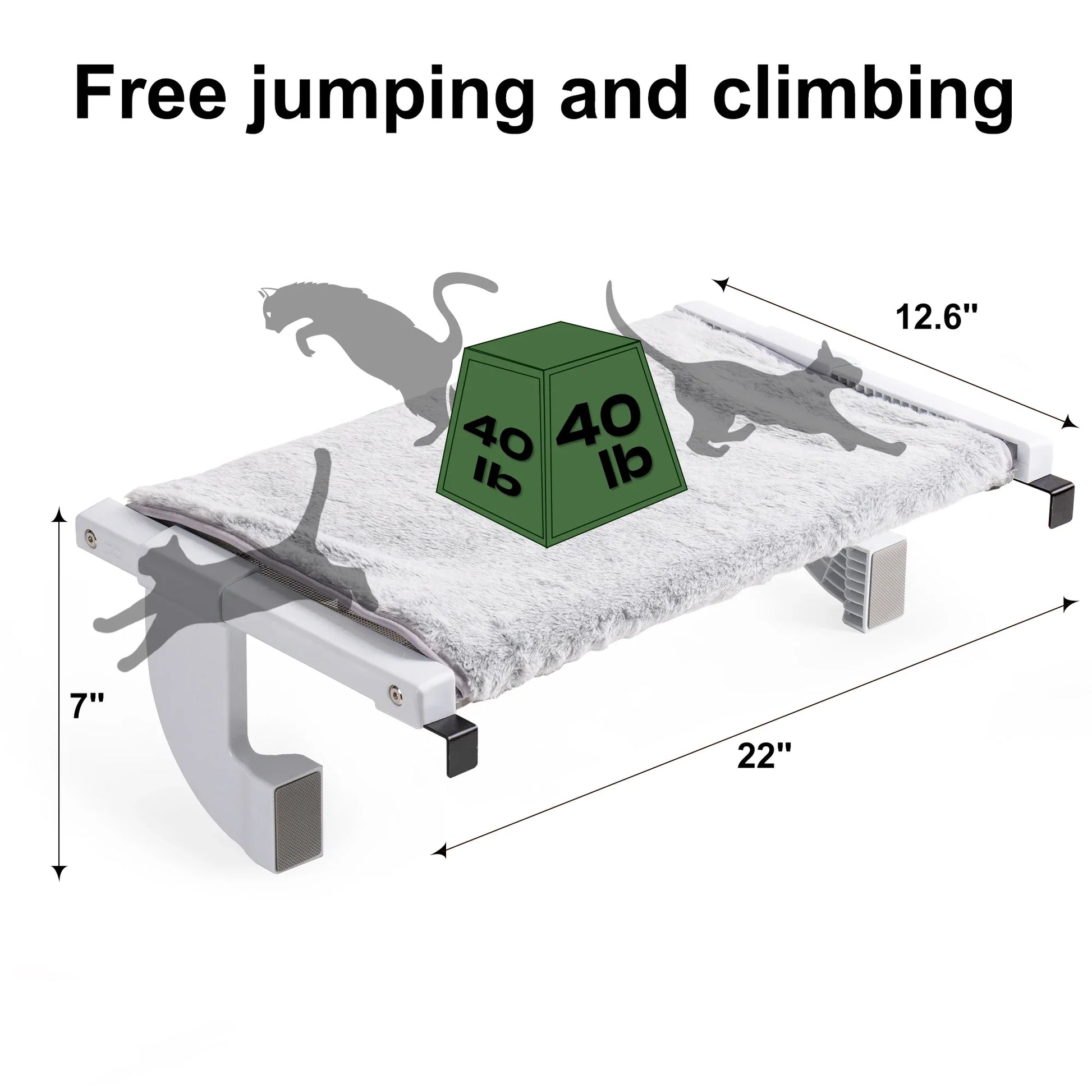 Cat Window Large 55X35Cm Adjustable Cat Window Bed Lying Seat with 2-Sided Cushion Sturdy Holding up to 18Kg