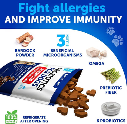 Dog Probiotics Duck Flavor Probiotics for Dogs Gut Health Itchy Skin Allergies & Immunity Support Yeast Balance Dog Probiotic 70 Chews with Prebiotics Dog Probiotics and Digestive Enzymes Reduce Diarrhea
