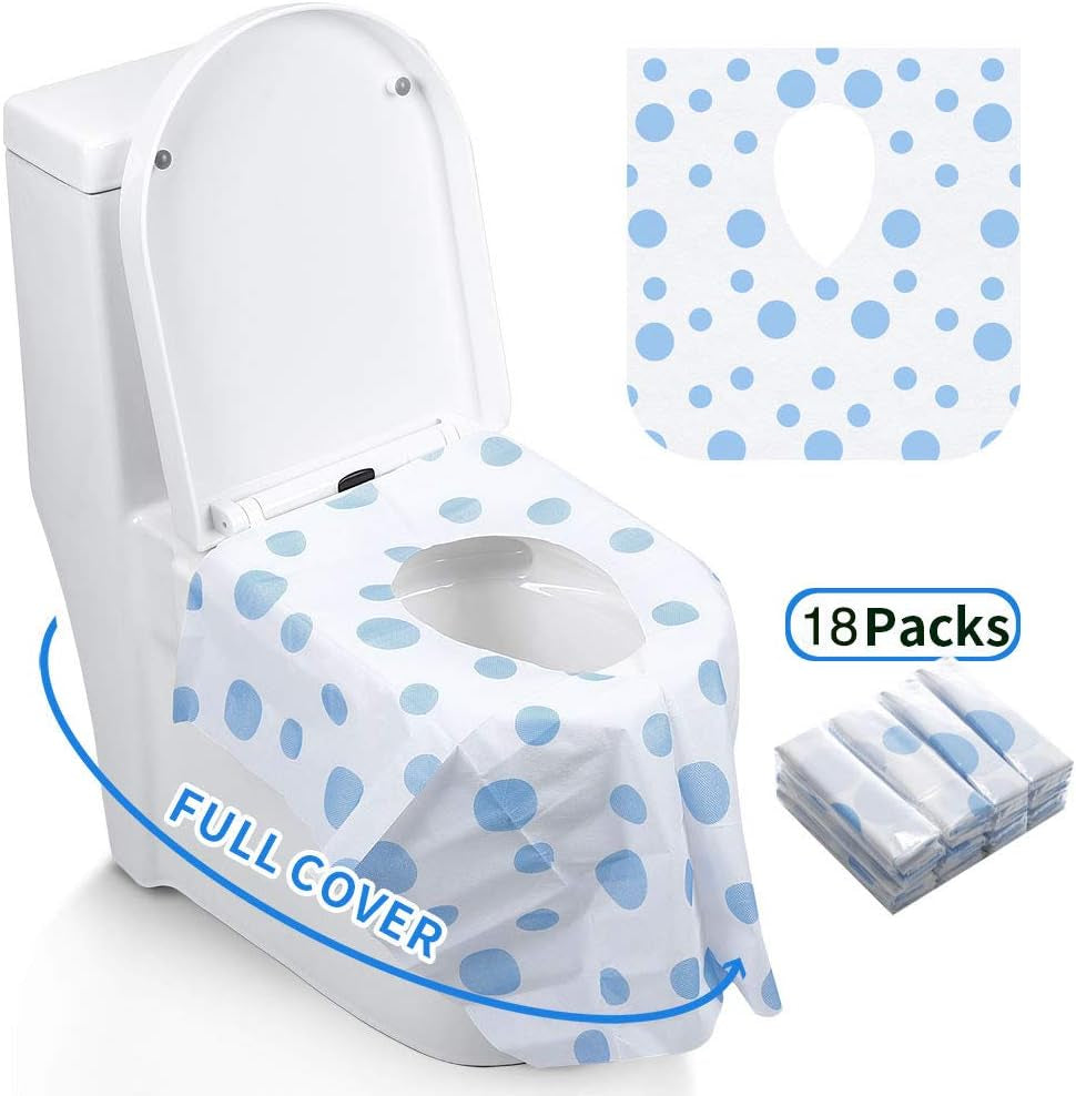 Toilet Seat Covers Disposable,  Extra Large Portable Potty Seat Covers for Toddlers, Soft and Waterproof Travel Potty Training Seat for Kids with Individually Wrapped, 18 Count (Pack of 1)