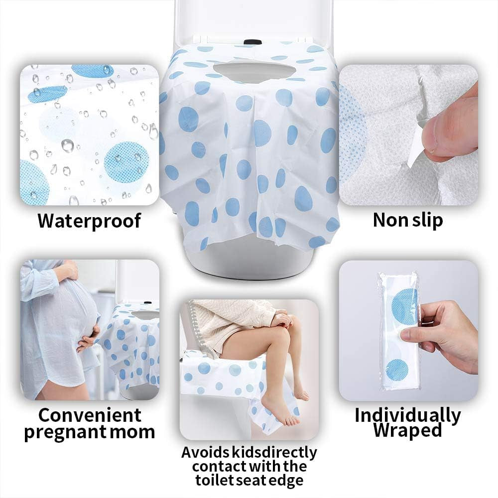Toilet Seat Covers Disposable,  Extra Large Portable Potty Seat Covers for Toddlers, Soft and Waterproof Travel Potty Training Seat for Kids with Individually Wrapped, 18 Count (Pack of 1)