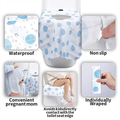 Toilet Seat Covers Disposable,  Extra Large Portable Potty Seat Covers for Toddlers, Soft and Waterproof Travel Potty Training Seat for Kids with Individually Wrapped, 18 Count (Pack of 1)